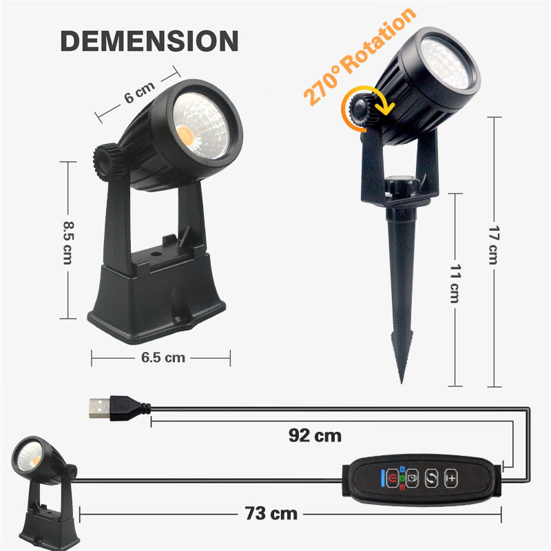 Usb led spotlight indendørs plantebelysning 5v dæmpbare uplight spotlight lampe til potteplanter stue 5w dekorative lamper