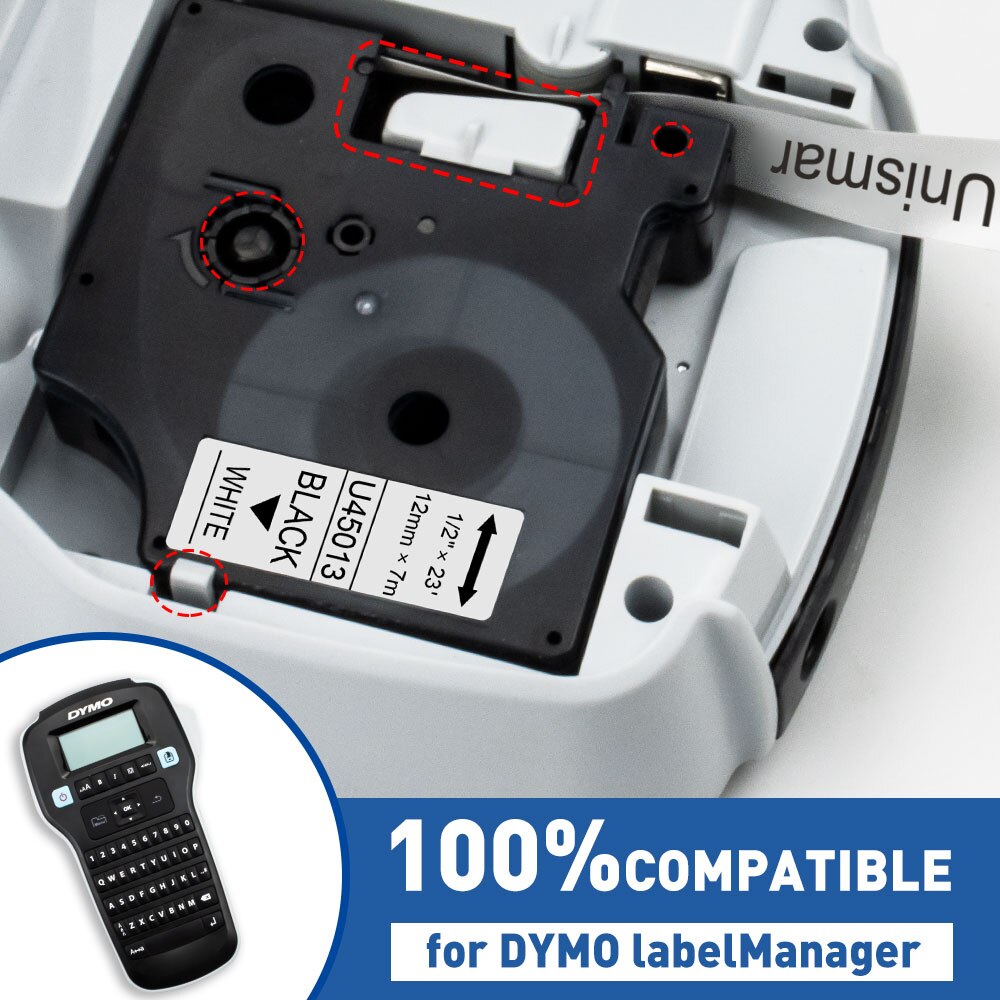 Unismar 9mm Label Tapes for Dymo D1 40913 40910 40917 40918 Label Manager 120P 210D 360D Label Writer 400 Label Maker 15 Color