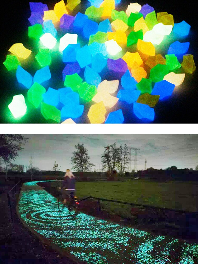 300 Stks/pak 14Mm Lichtgevende Grind Tuin Decoratie Lichtgevende Steen Pebble Medium Lichtgevende Outdoor Aquarium Decoratie