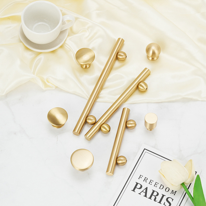 Cabinet Pulls Solid Brass French Surface Cabinet Drawer Handle Modern European Ball Base Long Handle