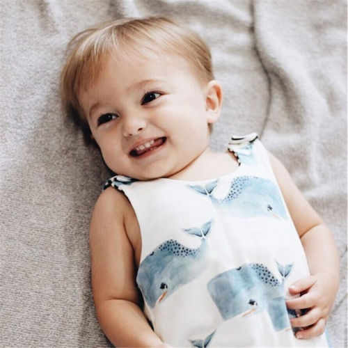 Toddler Kids Baby Girl Cotton whale Romper Summer Boys Sleeveless Jumpsuit Pants Overalls Clothes Outfits
