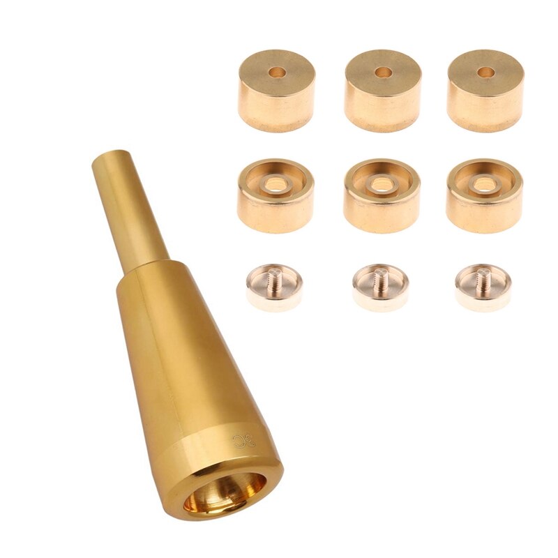 1 Set Trumpet Valve Finger Buttons Trumpet Parts for Trumpet -Golden & 1x 3C Trumpet Mouthpiece Gold Meg Metal Trumpet for Yamah: Default Title