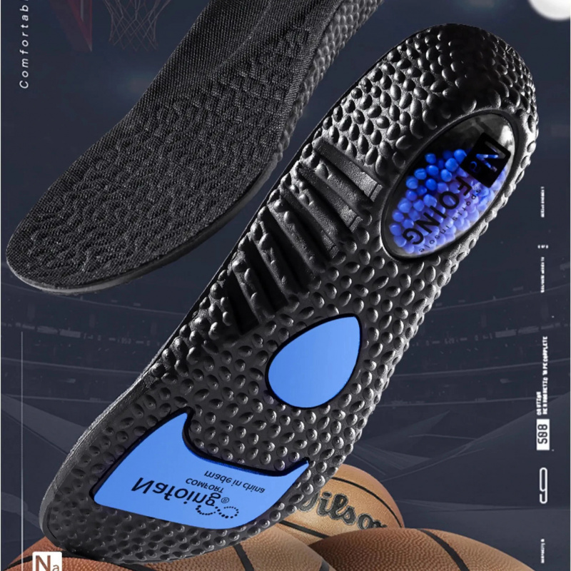 1Pair White Soft-soled Sports Insoles for Men Shock-absorbing Breathable PU air cushion sports insoles Soft Comfort Shoes Pads
