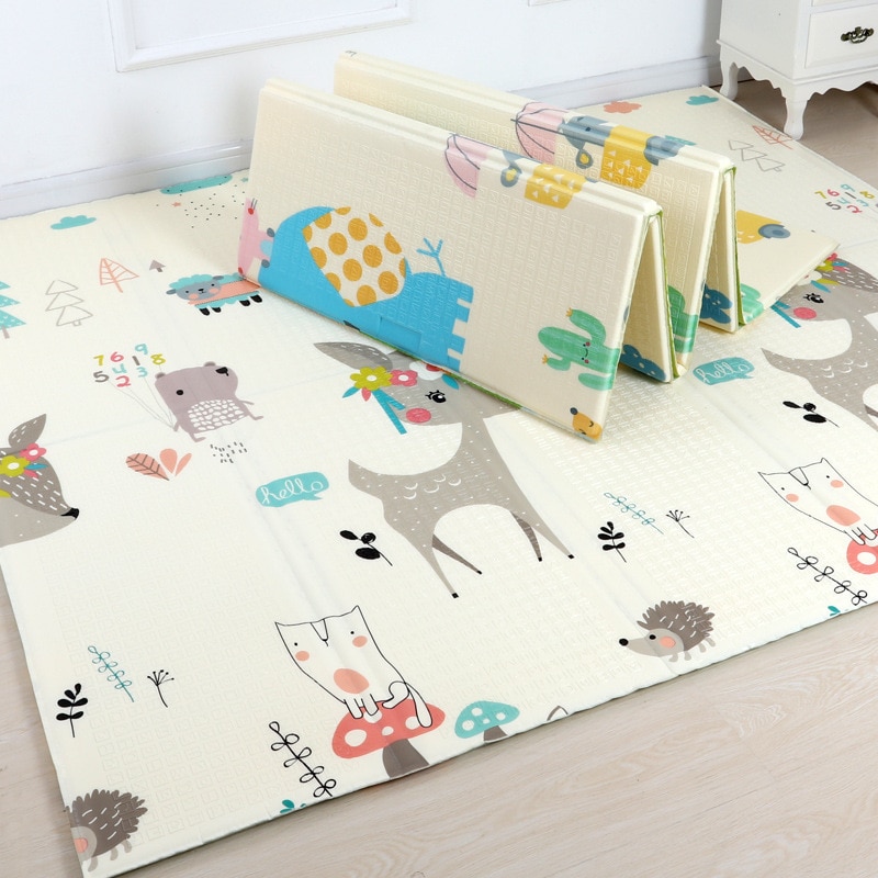 Opvouwbare kruipmat voor kinderen, kinderspeelgoed, cartoon babyspeelmat, dubbelzijdige babyklimmat, kinderkleed, waterdichte speelmatten