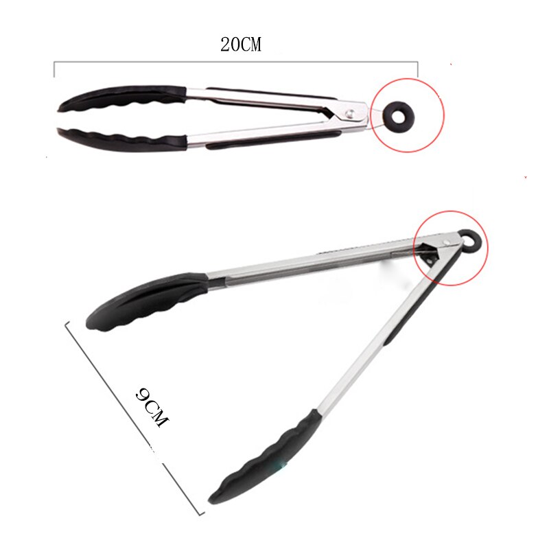 2Pcs/1Pc Zwart Siliconen Bbq Tang + Olie Borstel Keuken Tang Bbq Grill Voedsel Vlees Tang Barbecue tong Olie Saus Borstels Tool Borstel