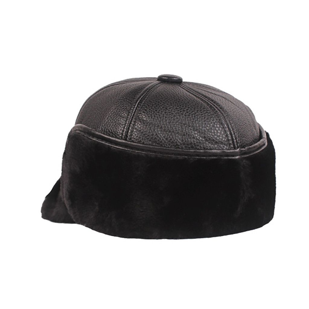Winter Warme Männer Leder Ohr Klappe Schutz Dad Hüte Dicke Leder Hut Frühling Herbst Neue Einfachheit solid kappe