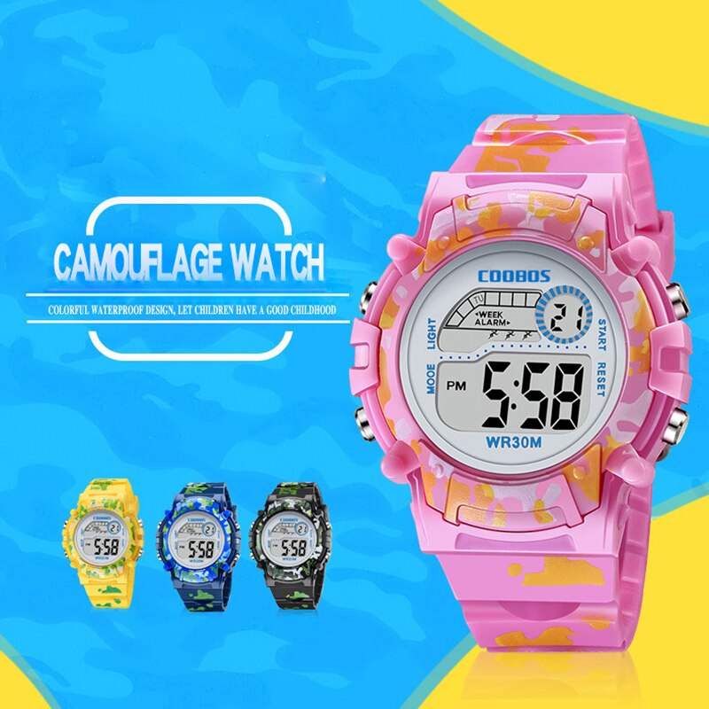 2020 esportes criança relógio eletrônico multifuncional à prova dwaterproof água digital crianças relógio colorido led menino meninas relógio de pulso reloj infantil