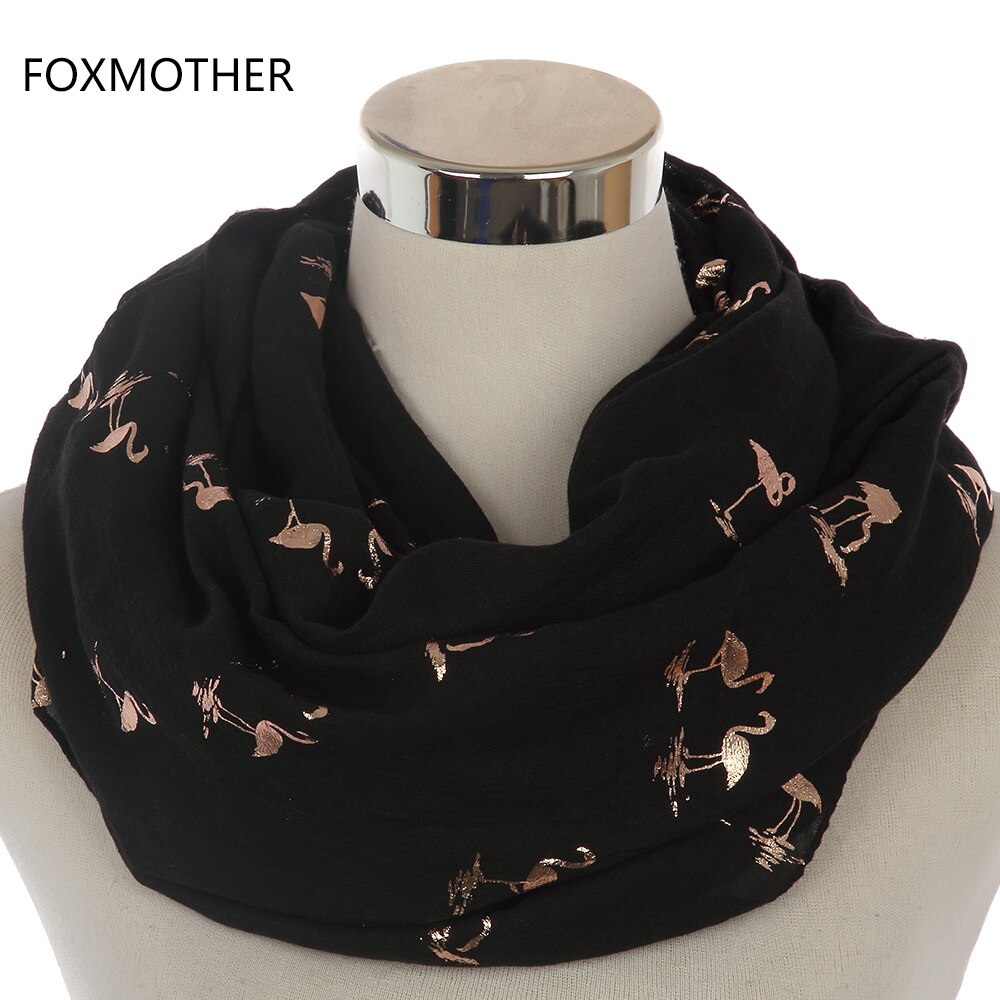 Foxmother Mode Glanzende Roze Mint Bronzing Folie Goud Flamingo Swan Ring Sjaal Snood Foulard Sjaal Vrouwen