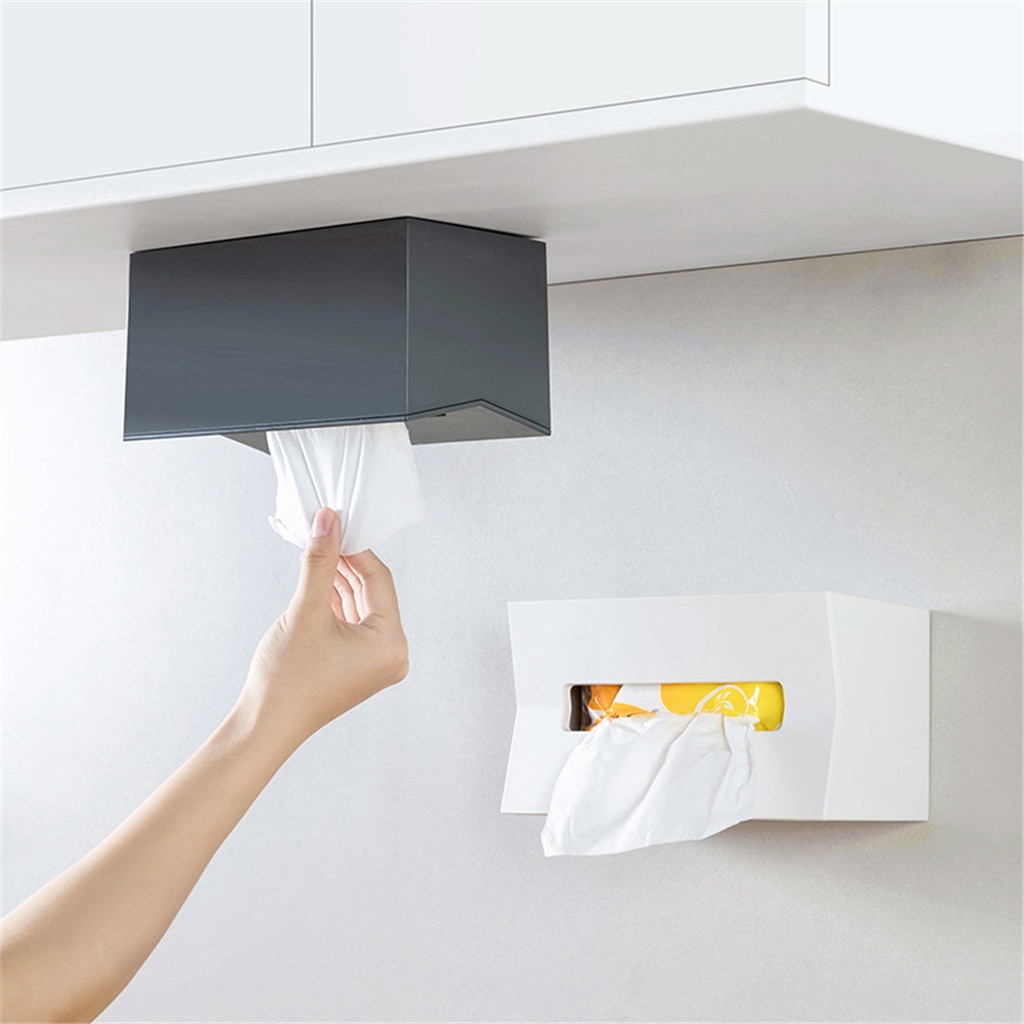 Kitchen Paper Storage Box Paper Box Paste Wall-mounted Paper Towel Holder Container Toilet Tissue Box Home Supplies #BL2