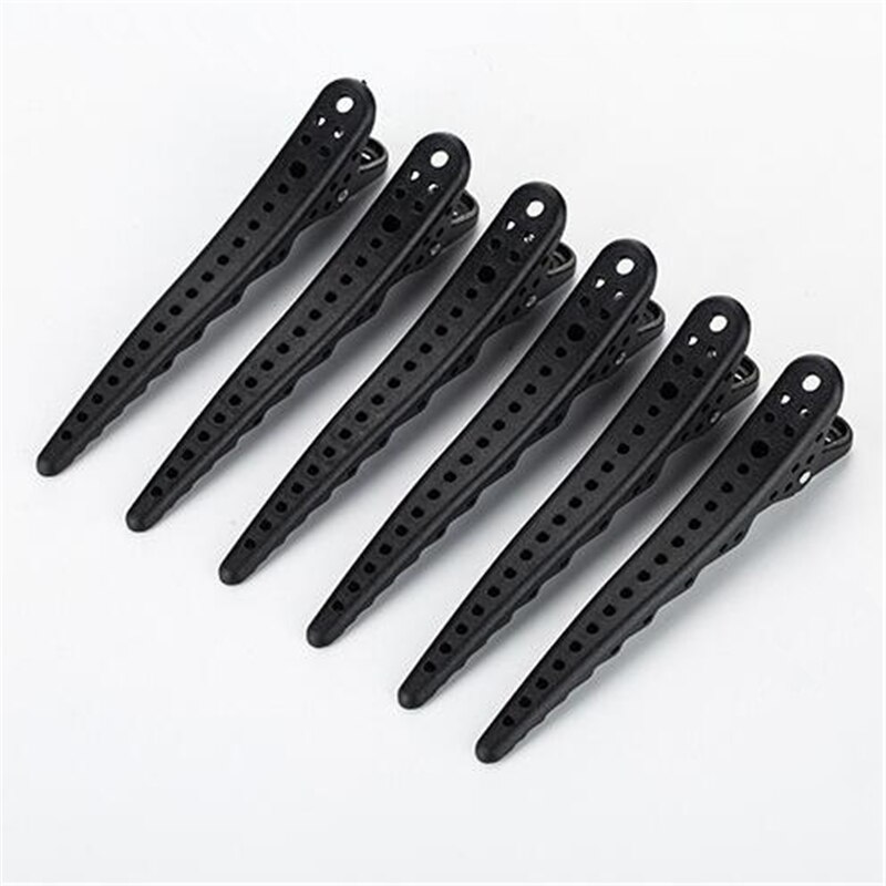6Pcs Pro Salon Haarspeldjes Kappers Haarspelden En Clips Alligator Clips Kapper Haar Sectioning Clip Haar Snijgereedschappen: Black