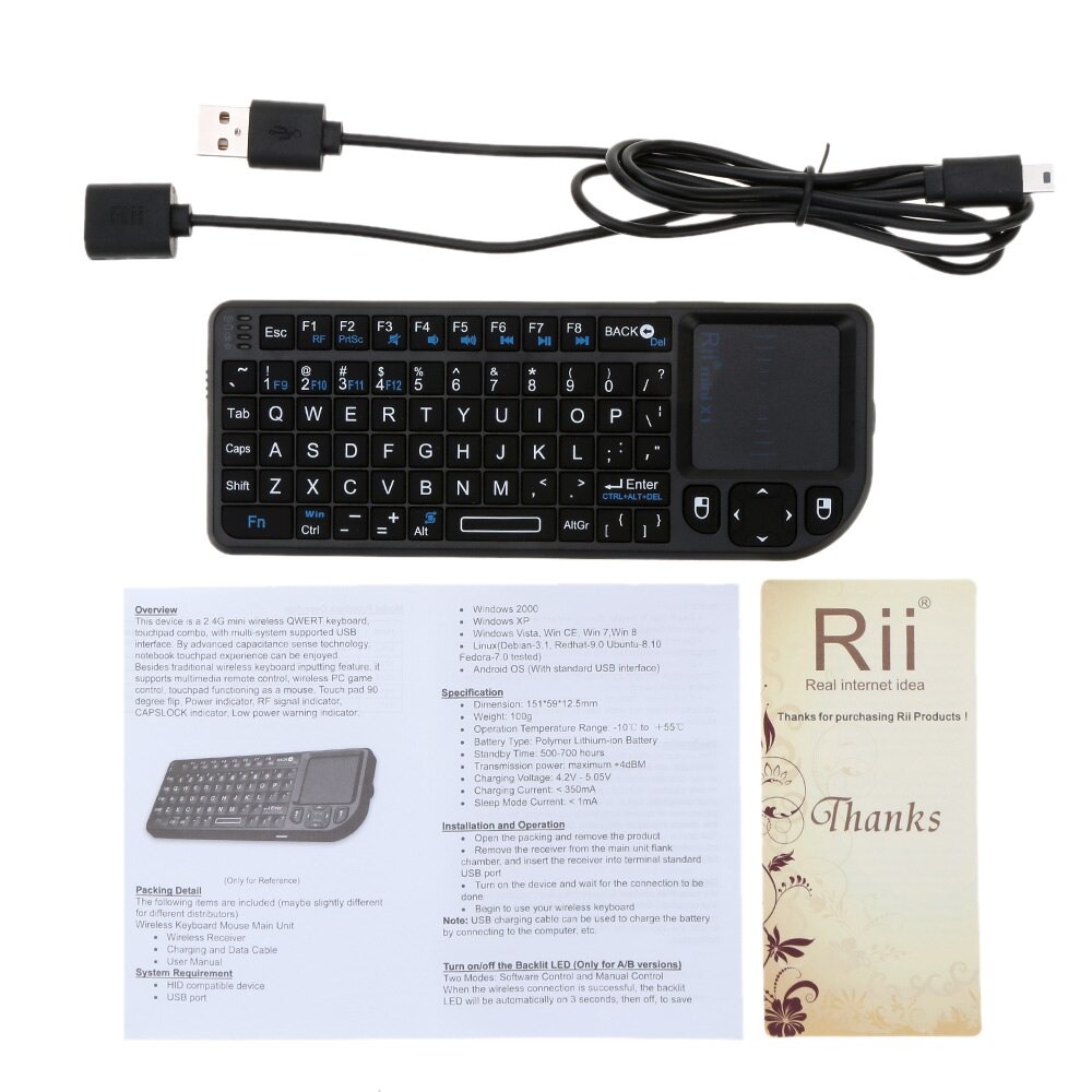 Rii Mini X1 Handheld 2,4G kabellos Tastatur Touchpad Maus Mäbenutzen Spielen Tastatur für Laptop PC Notizbuch Clever TV Android TV Kasten