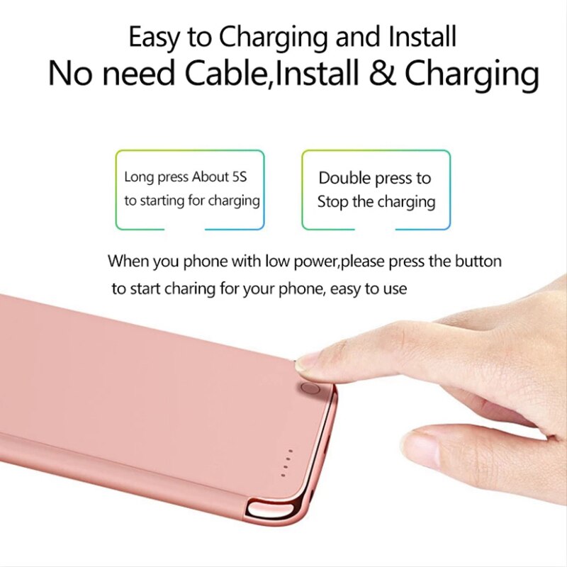 Fundas de carga de batería externa para iphone 6 6s 7 8 Plus, funda de carga de batería de Banco de energía ultradelgada para iphone 6 6s plus
