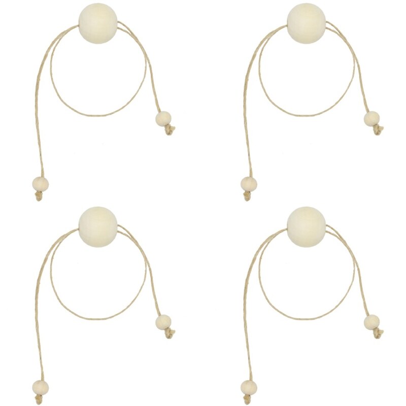 Servilleteros de cuentas de madera Natural para bodas, decoración del hogar, mesa, 4 Uds.: 3