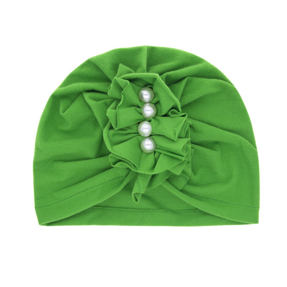 Chapeau imprimé pour bébé fille, 1 pièce, bonnet pour -né, accessoires de photographie en perle, printemps automne: green