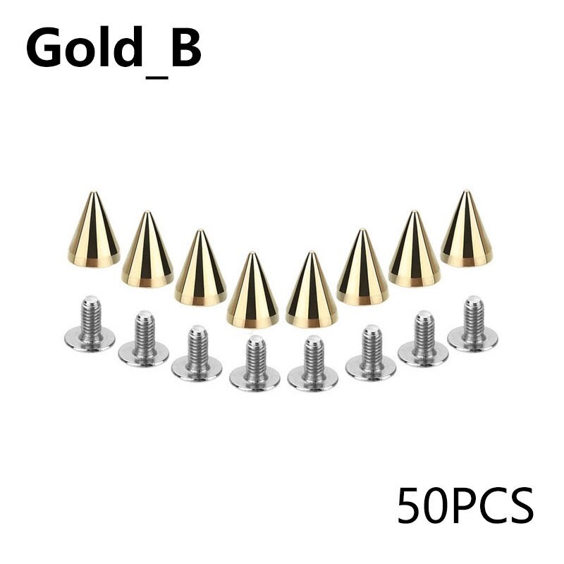 20/50/100 Sets Hardware Accessories Leathercraft DIY Bag Studs Spike Rivets Metal Decorative 7X10MM: gold-B
