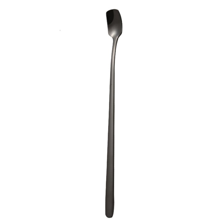 Rvs Roer Lange Handvat Steel Thee Lepel Vierkante Hoofd Ijs Lepel Bar Mok Lepel Koffie Lepel Keuken: Black / S