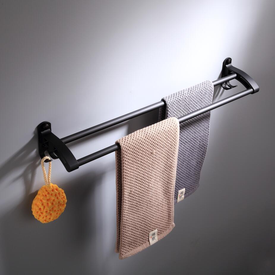 Porte-serviettes Double barre en aluminium, espace de montage mural, cuisine salle de bains porte-serviettes, accessoires de salle de bains