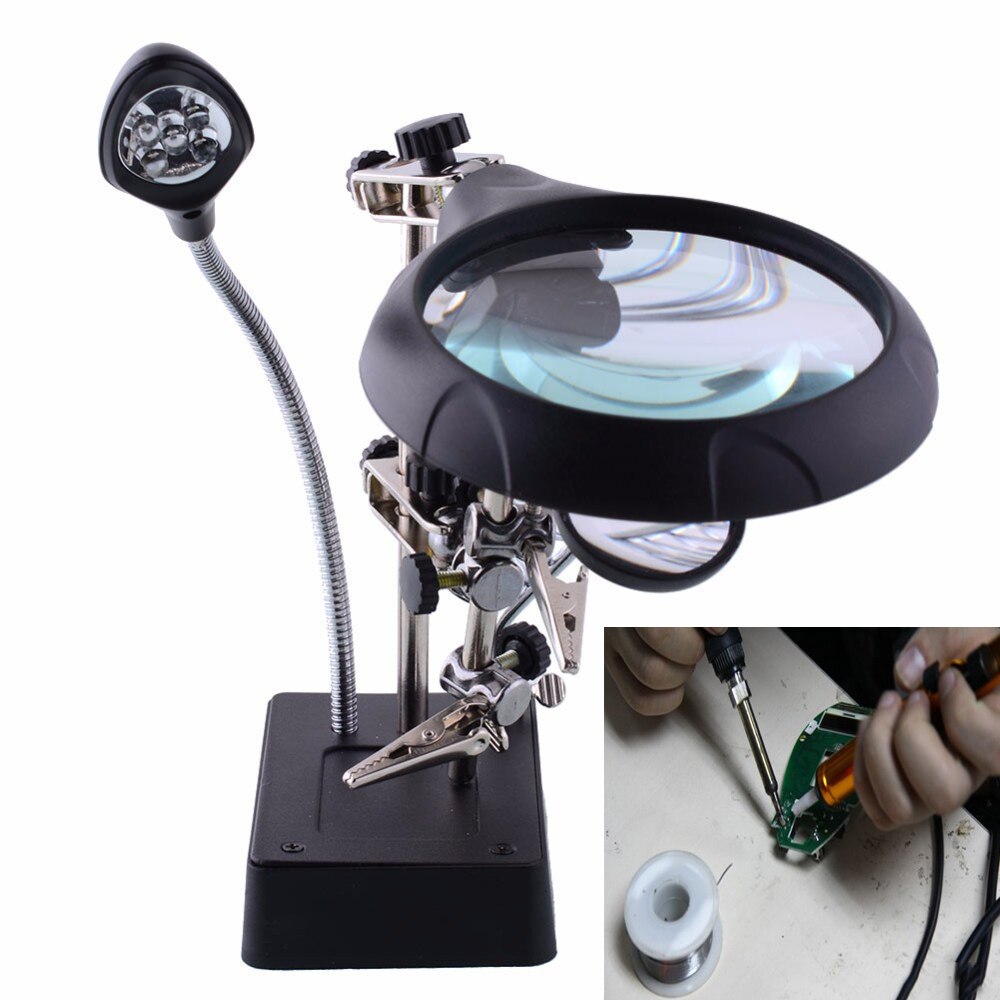 Led Bureaulamp Lassen Vergrootglas 5 Led Light Clip Loep Vergrootglas Hand Soldeerbout Standhouder Station Licht