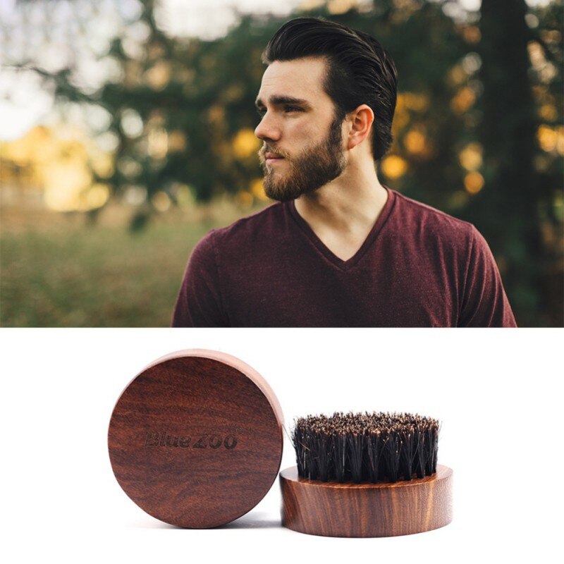 1Pc Mini Baard Borstel Beervarkenshaar Snor Natuurlijke Houten Kam Handgemaakte Grooming Kit Mannen Baarden Snor Zorg