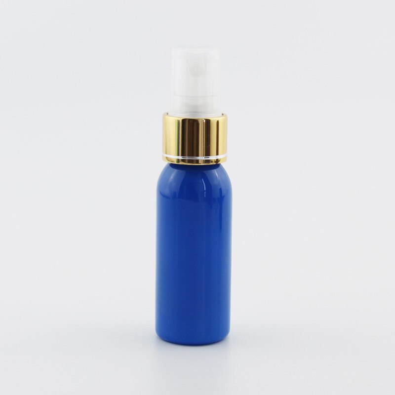 30ml Kleine Plastic Hervulbare Flessen Met Gouden Aluminium Sproeier Pomp 30cc X 50 Mist Spray Container Mini Parfum fles: Navy Bottle Clear