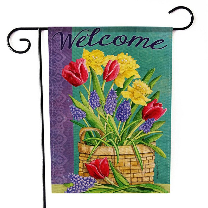 30x45cm Double Sides Garden Flags Birds Flowers Series Flax Banner Party Banner Flags DIY Festival Decoration Accessiories: 7