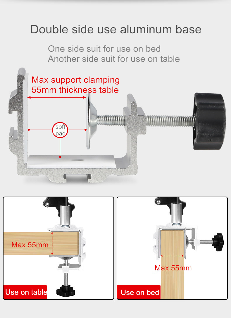 Verstellbarer bett-tablet-ständer mit 110cm langen armen, universeller drehbarer tischhalter, freihändige handyhalterung