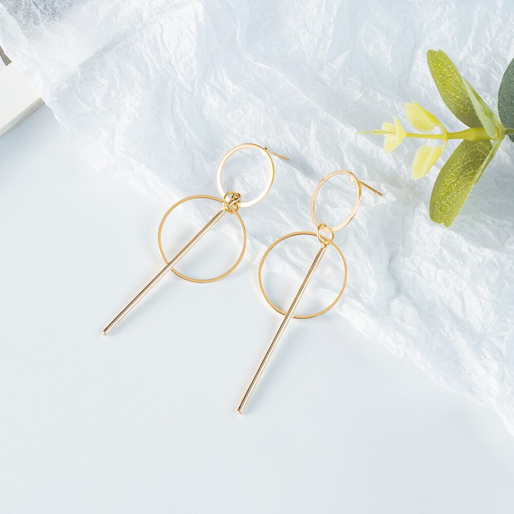 X & P Ronde Dangle Koreaanse Oorbellen Voor Vrouwen Geometrische Ronde Hart Gouden Oorbel Bruiloft Oorbellen sieraden: Gold 1