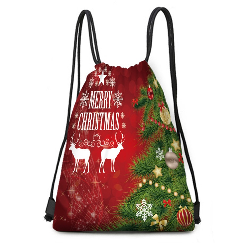 Kerst eland print rugzak grote capaciteit kersttas kerstboompatroon snoepzak kerstversiering trekkoordtas