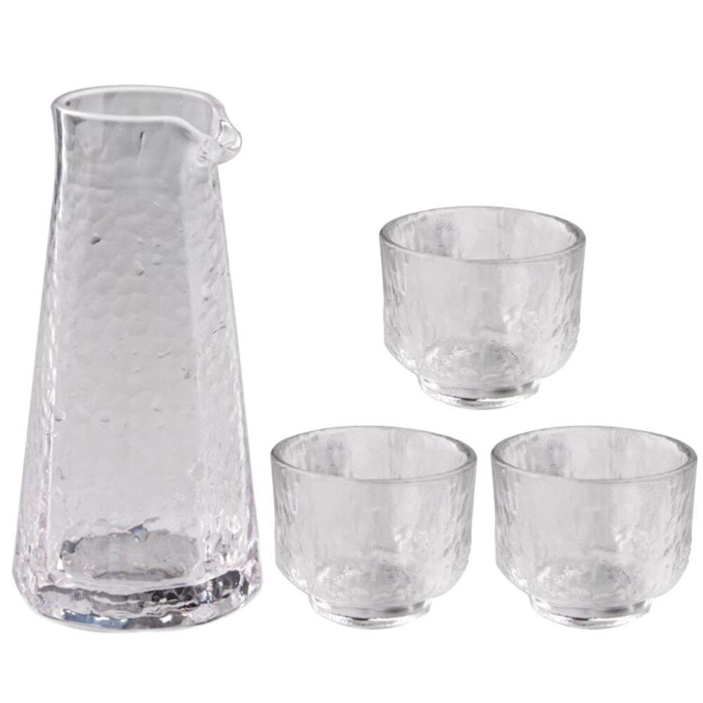 1 Set 4Pcs Glass Sake Cups Japanese Style Sake Set Sake Pot (Transparent)