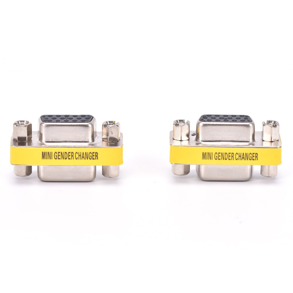 2pcs Female To Female VGA HD15 Pin Gender Changer Convertor Adapter MINI PC VGA Female Connector F/F Cable Extend Converter