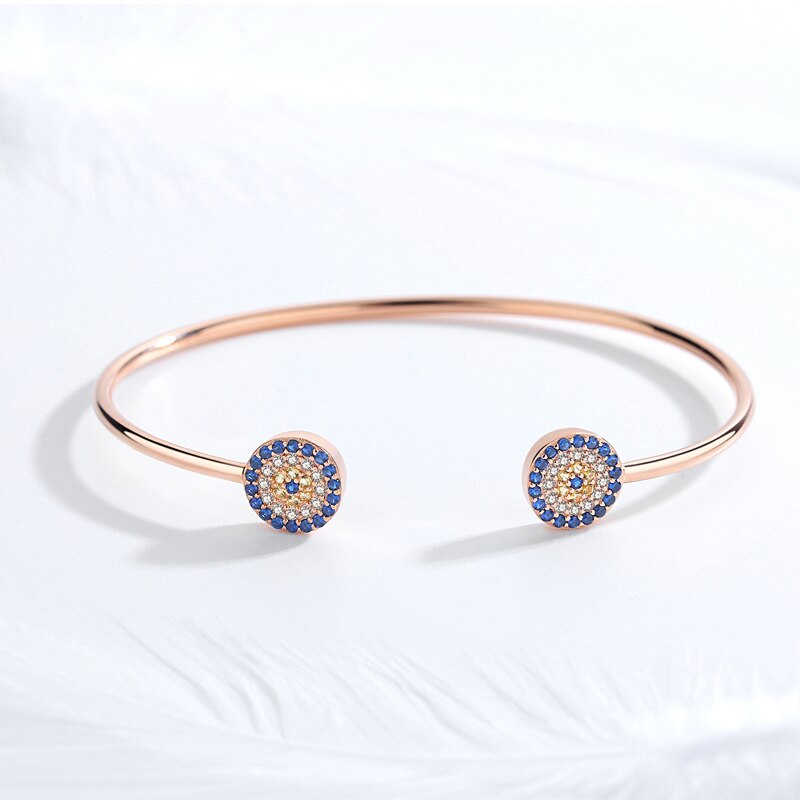 Kaletine Luck Evil Eye 925 Sterling Silver Bracelets Bangles Blue Hamsa Hand Blue Eye Zircon Fine Jewelry Women Accessories: Style 3