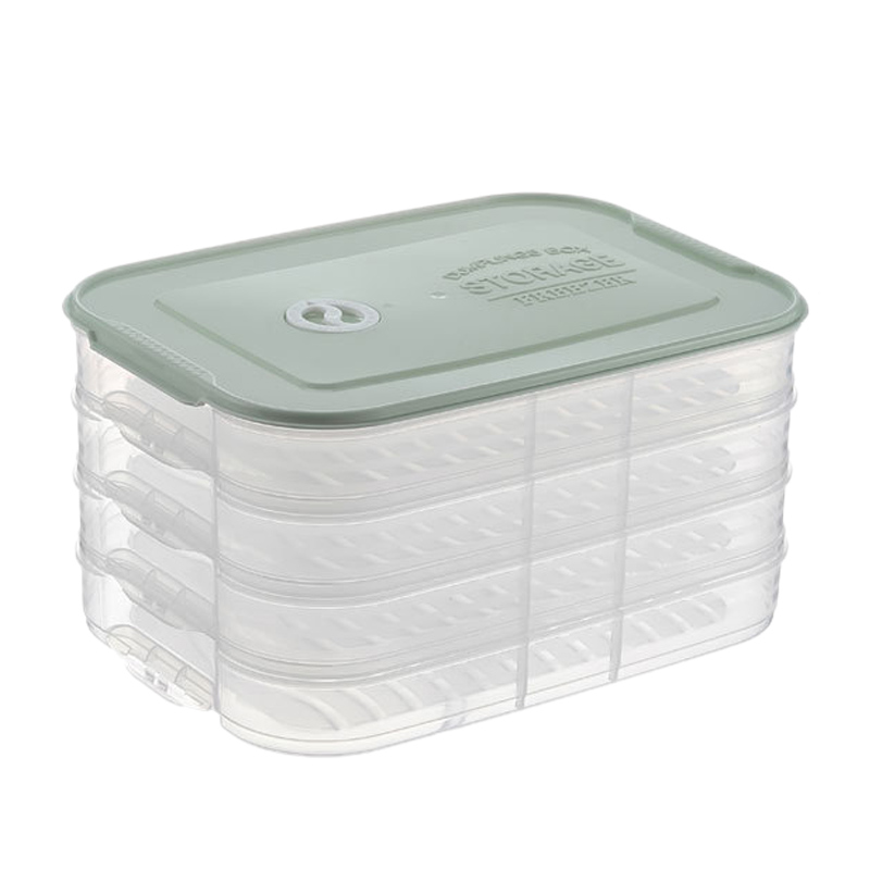 Jlobnyiun Boîte à raviolis – Boîtes de congélation empilables | Grand porte- biscuits à 4 couches avec couvercle et poignée, récipient de transport pour biscuits, boîte de rangement pour viande
