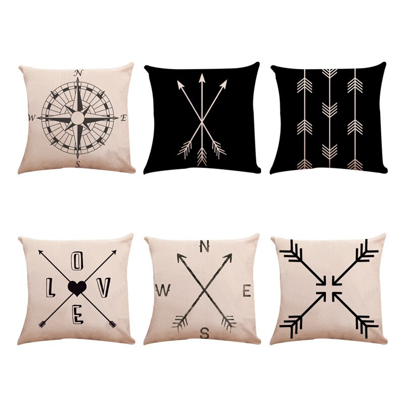 1pc 45 x 45cm zeeblauw kompas kaart bedrukt ankerpatroon zeeschip kussensloop decoratieve kussensloop