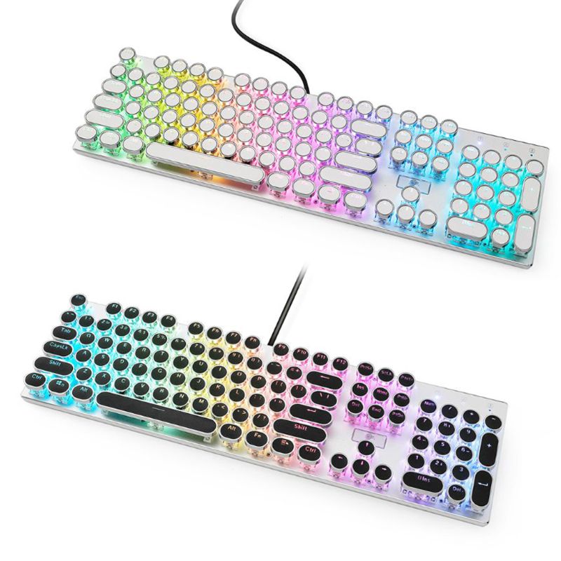 104 Keys Retro Round Keycaps Double Shot DIY Typewriter Keycap for Backlit Mechanical Keyboard Circular Key Cap