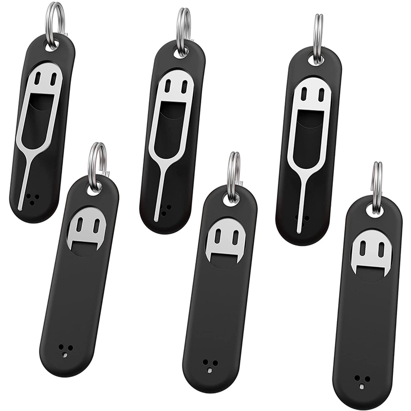 6Pcs SIM Card Removal Tool-Sim Card Tray Pin Eject Removal Tool Needle Opener Ejector,With Removable Key Chain: Black