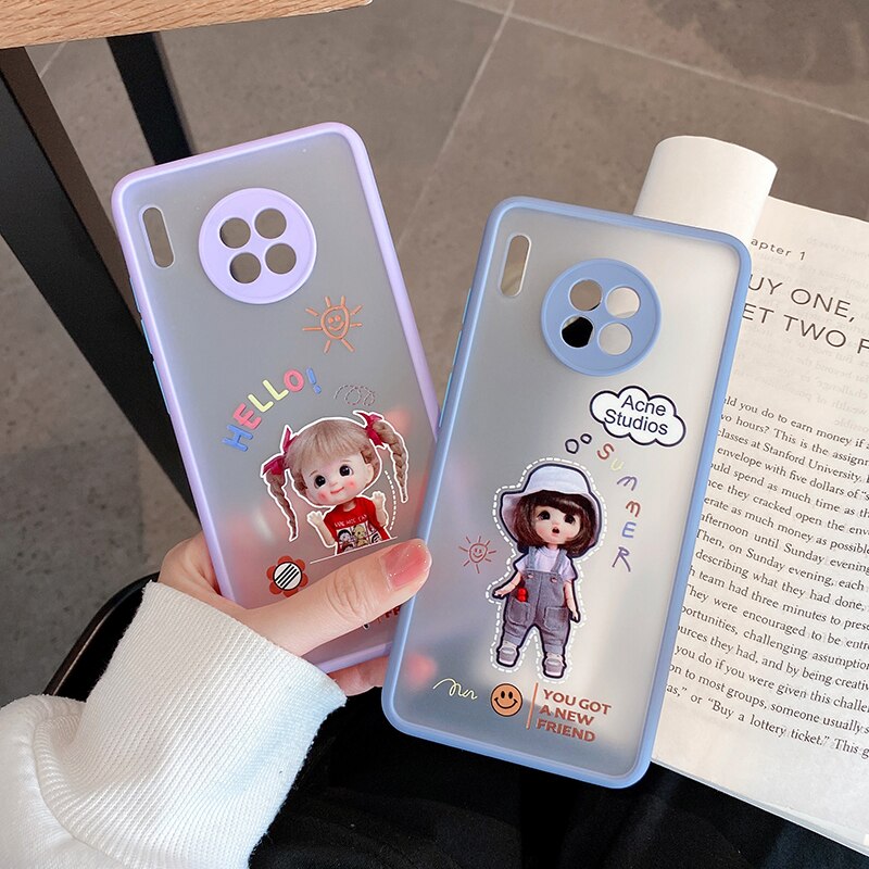 Mooie Leuke Meisje Pop Candy Kleur Telefoon Case Voor Huawei P40 Pro P30 Mate 20 30 Zachte Siliconen Transparant Protect cover Coque