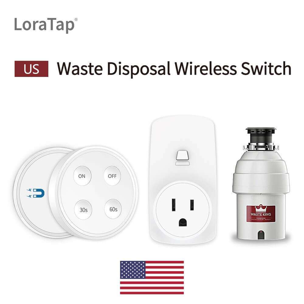 Kitchen Food Waste Garbage Disposers Grinder Wireless Switch with Timer US Plug 16A Remote Control No Pipe Replace Air Switch: White color switch