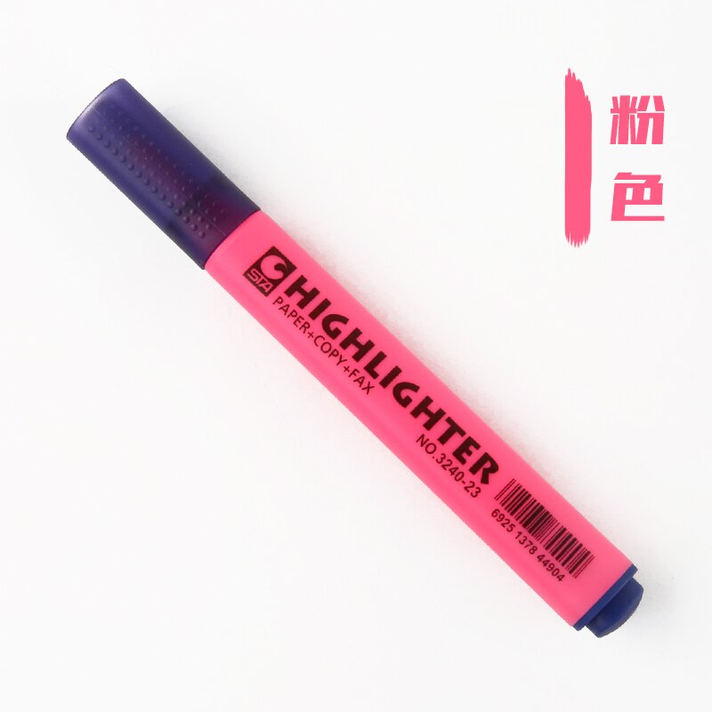 STA-rotuladores fluorescentes de 8 colores para papel, rotuladores de dibujo para la escuela, suministros de oficina, papelería: Pink