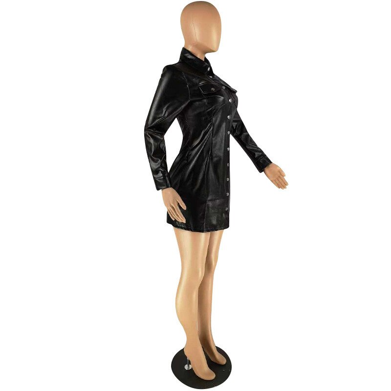 Faux Leather Jacket Women Black Plus Size Slim Light Thin Spring Autumn Single-breasted Long Sleeve Leather Coat CX975