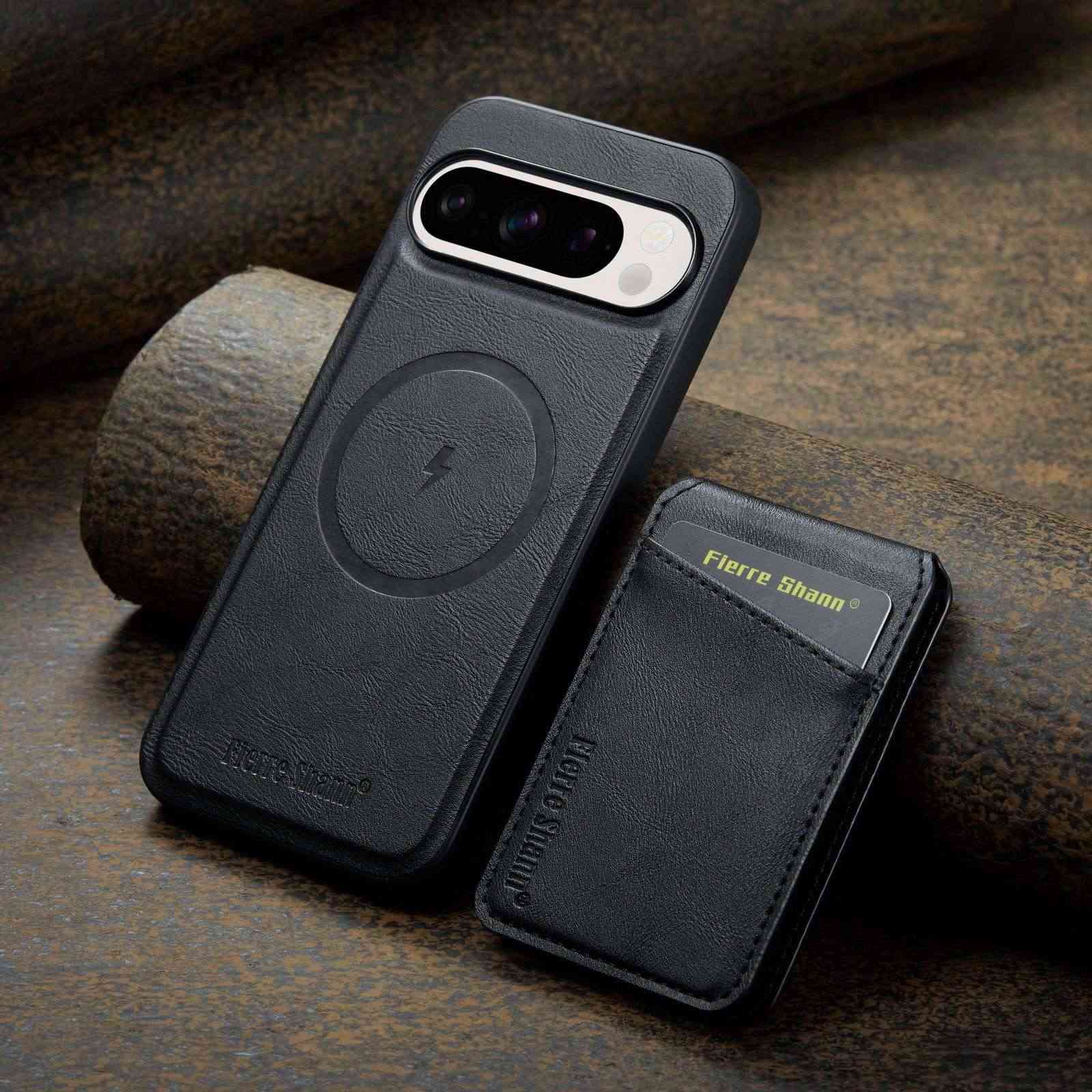 Magnetic Detachable Leather Wallet Phone Stand Case Wireless Charge Cover for Google Pixel 7 7A 8 8A 9 Pro XL 9A: Microfiber / black