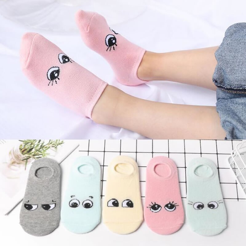 Spring and summer children's socks cartoon car big eyes smiley children's combination invisible boat socks