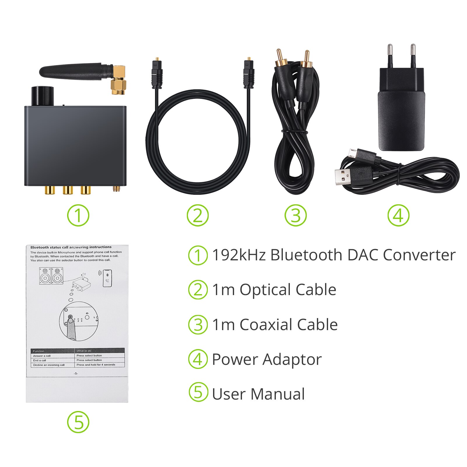 ESYNiC 192kHz Bluetooth DAC Converter mit Kopfhörer Verstärker Digital-Analog-Konverter 3,5mm Audio Adapter Für APT-X AAC SBC