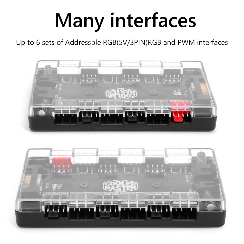 4Pin PWM 3Pin Addressable RGB Adapter 1 to 6 Multi Way Splitter PWM ARGB Fan HUB Plug Play Convenient Quick Operate