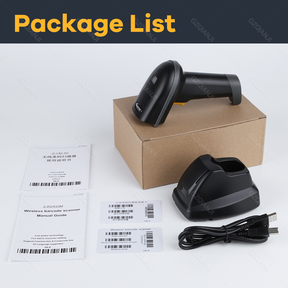 Bluetooth Wireless Barcode Scanner 1D 2D QR USB Charging Base Handheld Bar Code Reader Scanner Automatic Sensing Fast Precise