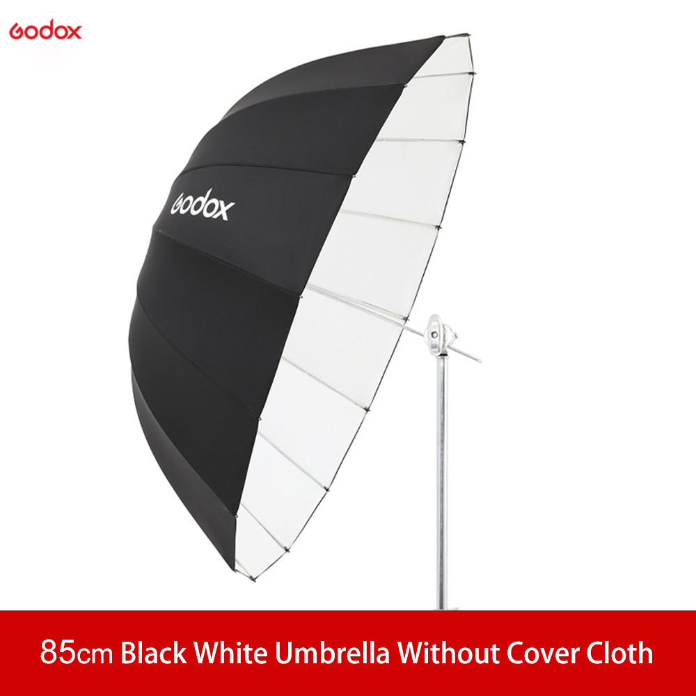 Godox UB-85W 33.5in85CM Paraplu Studio Licht Umb Rellaparabolic Zwart Wit Reflecterende Met Zwart Zilver Diffuser Cover Doek: WHITE