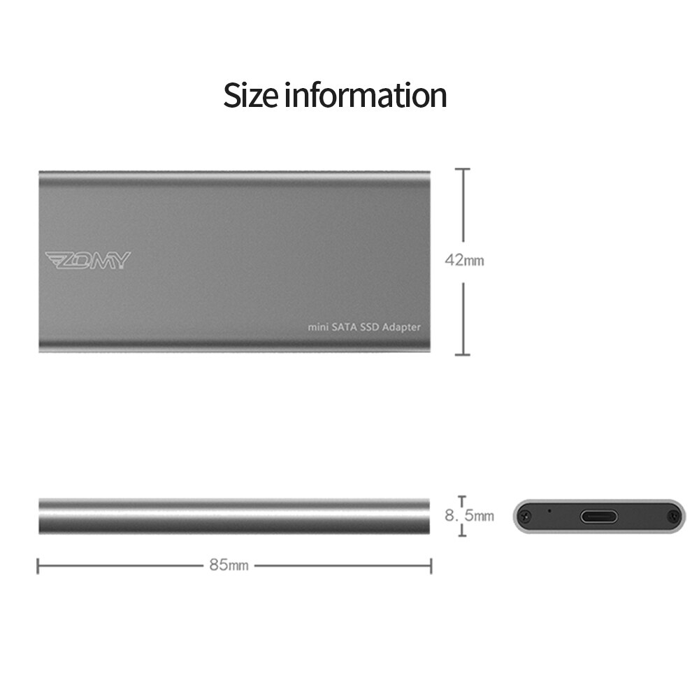 ZOMY mSATA Solid State Drives Aluminum 10Gbps SSD 1TB Portable Hard Disk 64G 128G 256GmSATA to USB 3.1 Type-c Laptop Solid State