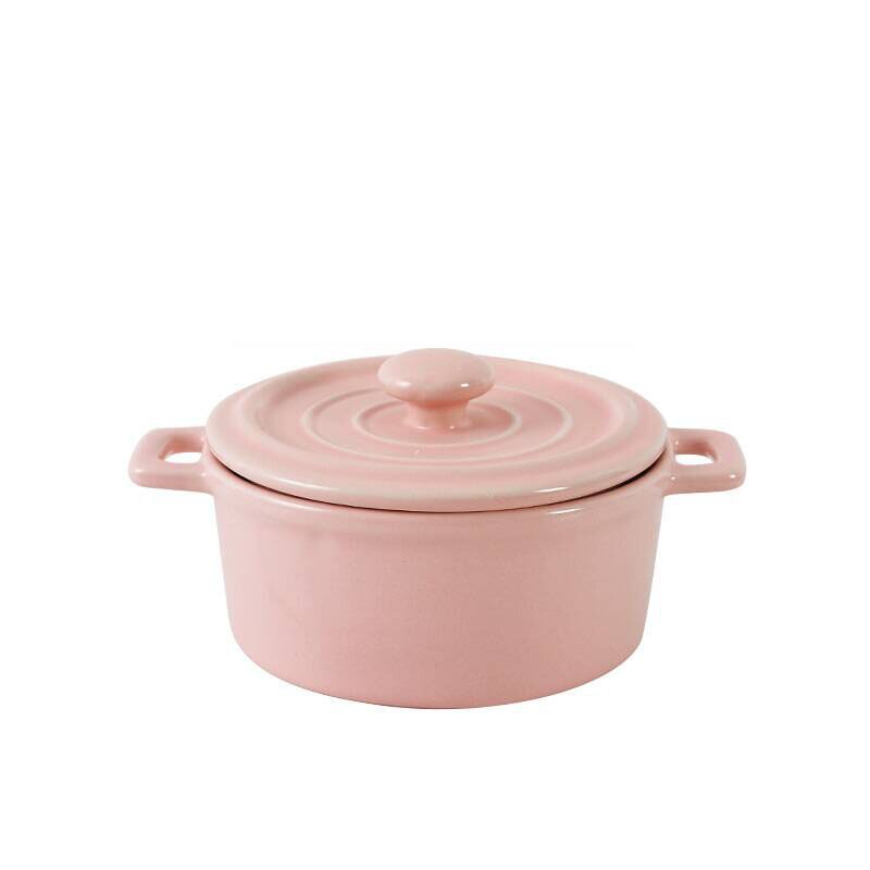 mini ceramiczna zupa Stockpot z pokrywką garnki Stewpot dzieci gulasz ciasto jajeczne strona główna Kichen używane garnki robić gotowania: różowy