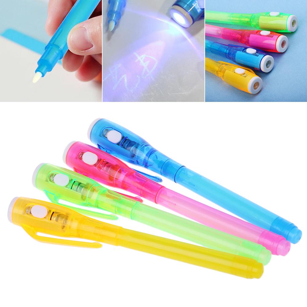 Caneta invisível mágica da tinta que escreve o dispositivo secreto da mensagem com artigos de papelaria uv da luz m17f