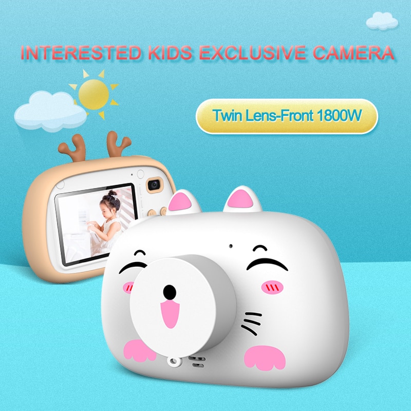 1080P 2.4 Inch HD Exquisite Digital Camera Kids Portable Digital Cameras Cartoon Display Child Girl Birthday