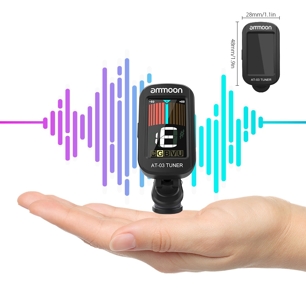 Ammoon Op-03 Clip-Op Elektrische Gitaar Tuner Kleur Lcd-scherm 360 Draaibaar Voor Gitaar Bas Viool Chromatic ukulele Universele